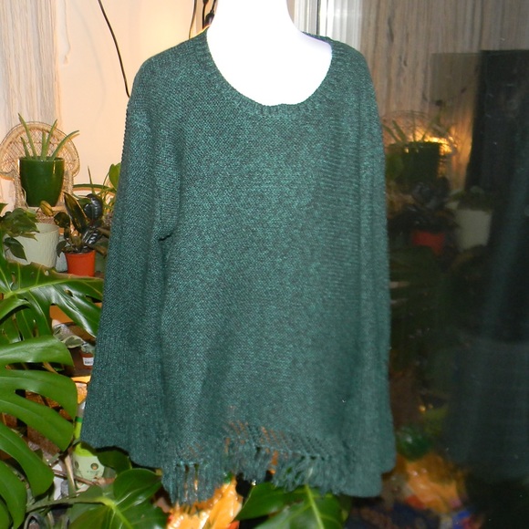 SPRUCE EMERALD GREEN CHRISTMAS BELL SLEEVE SWEATER - Picture 2 of 4